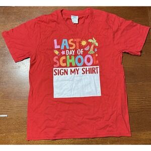 Port & Company Youth Medium Last Day Of School Sign My Shirt Red Tee Kids M 8
